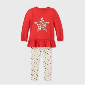 CAT & JACK HOLIDAY STAR LEGGING SET - RED MULTI SIZES (NEW WITH TAGS) A11